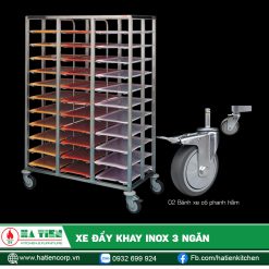 Xe đẩy khay inox 3 ngăn
