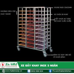 Xe đẩy khay inox 3 ngăn