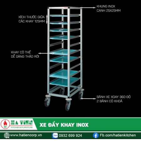 Xe đẩy khay inox - Xe đẩy khay 1 ngăn