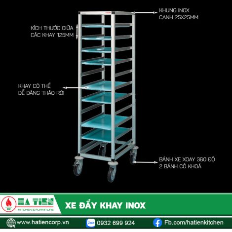 Xe đẩy khay inox - Xe đẩy khay 1 ngăn