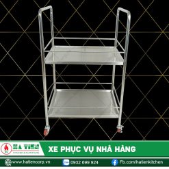 Xe phục vụ nhà hàng - Xe inox 2 tầng phục vụ nhà hàng khách sạn