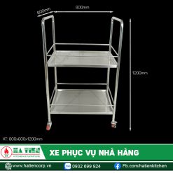Xe phục vụ nhà hàng - Xe inox 2 tầng phục vụ nhà hàng khách sạn