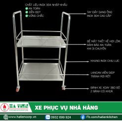 Xe phục vụ nhà hàng - Xe inox 2 tầng phục vụ nhà hàng khách sạn