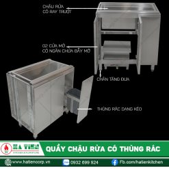 Quầy Chậu Rửa Có Thùng Rác Hà Tiên - Chậu Rửa Inox Quầy Bar