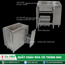 Quầy Chậu Rửa Có Thùng Rác Hà Tiên - Chậu Rửa Inox Quầy Bar