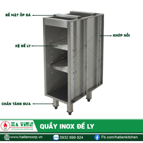 Cấu tạo quầy để ly inox Hà Tiên