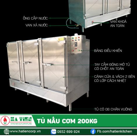 Tủ nấu cơm 200kg Hà Tiên