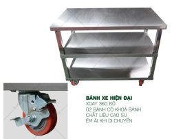 Bàn Inox 304 Có Bánh Xe Và 02 Kệ Dưới