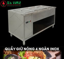 Quầy Giữ Nóng 4 Ngăn Inox - Tủ Giữ Nóng Thức Ăn Hà Tiên