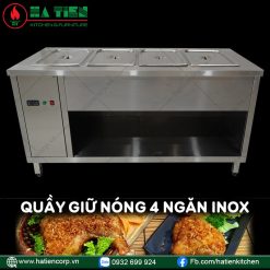 Quầy Giữ Nóng 4 Ngăn Inox - Tủ Giữ Nóng Thức Ăn Hà Tiên