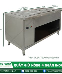 Kích thước quầy giữ nóng 4 ngăn inox