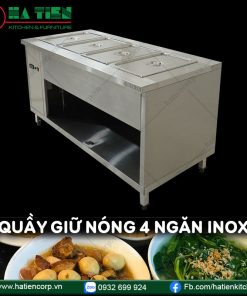 Quầy Giữ Nóng 4 Ngăn Inox - Tủ Giữ Nóng Thức Ăn Hà Tiên