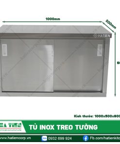 Tủ Inox Treo Tường - Tủ Treo Tường Cửa Lùa Một Kệ Giữa