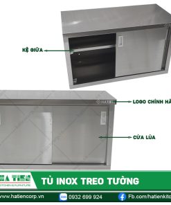 Tủ Inox Treo Tường - Tủ Treo Tường Cửa Lùa Một Kệ Giữa