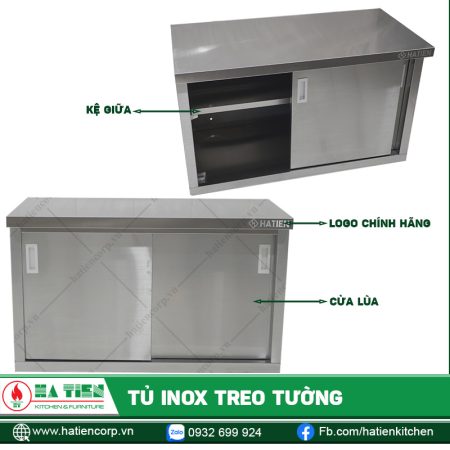 Tủ Inox Treo Tường - Tủ Treo Tường Cửa Lùa Một Kệ Giữa