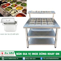 Bàn gia vị inox dùng khay GN