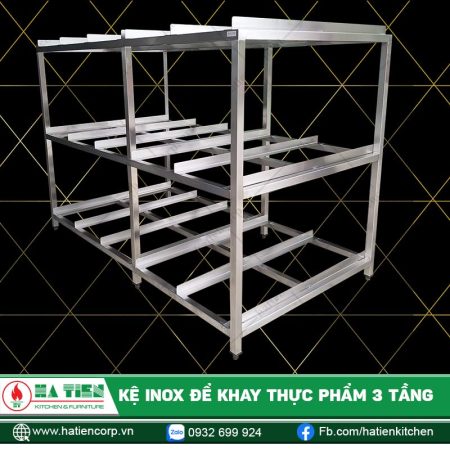 Kệ Inox Để Khay Thực Phẩm 3 Tầng