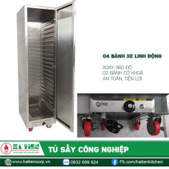 Bánh xe xoay 360 độ, có khoá bánh