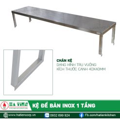 Khung cũng là chân kệ, có dạng trụ vuông, cạnh 40x40mm