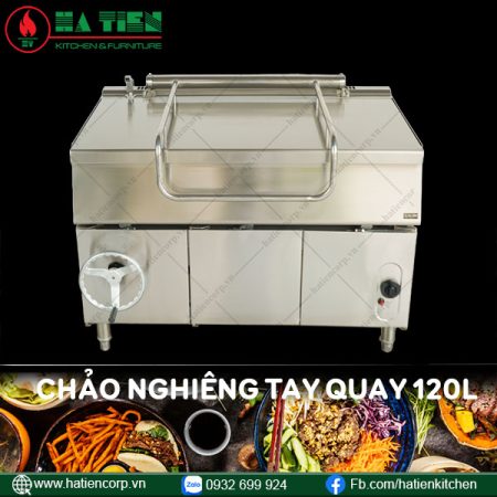 chảo nghiêng tay quay 120 lít