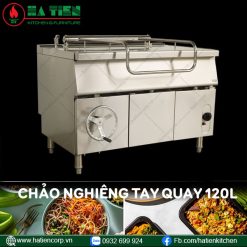 chảo nghiêng tay quay 120 lít