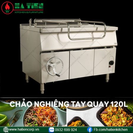 chảo nghiêng tay quay 120 lít