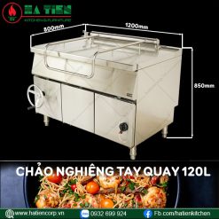 chảo nghiêng tay quay 120 lít