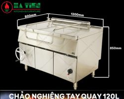 chảo nghiêng tay quay 120 lít
