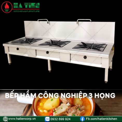 bếp hầm 3 họng có thành