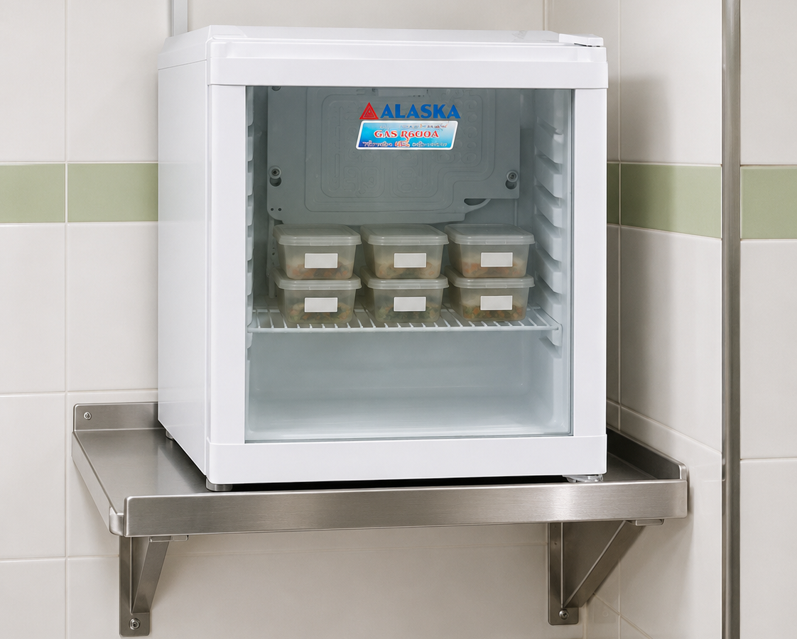 tủ lưu mẫu thức ăn bếp căn teen trường học, đạt trên kệ treo tường hatiencorp