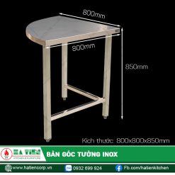 Bàn Góc Tường Inox - Bàn Góc Không Kệ