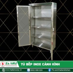 Khung tủ bếp inox cánh kính