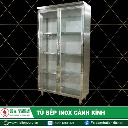 Tủ Bếp Inox Cánh Kính - Tủ Inox Cửa Mở