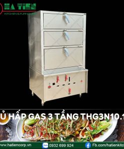 tủ hấp 3 tầng dùng gas