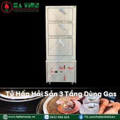 Tủ hấp hải sản 3 tầng dùng gas