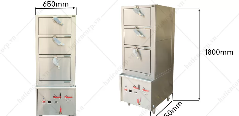 Tủ hấp hải sản 3 tầng bằng gas