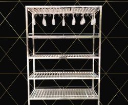 kệ inox 5 tầng có giá treo ly rượu vang