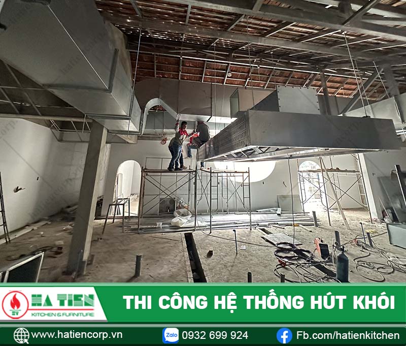 Hệ thống hút khói trong giai đoạn lắp đặt