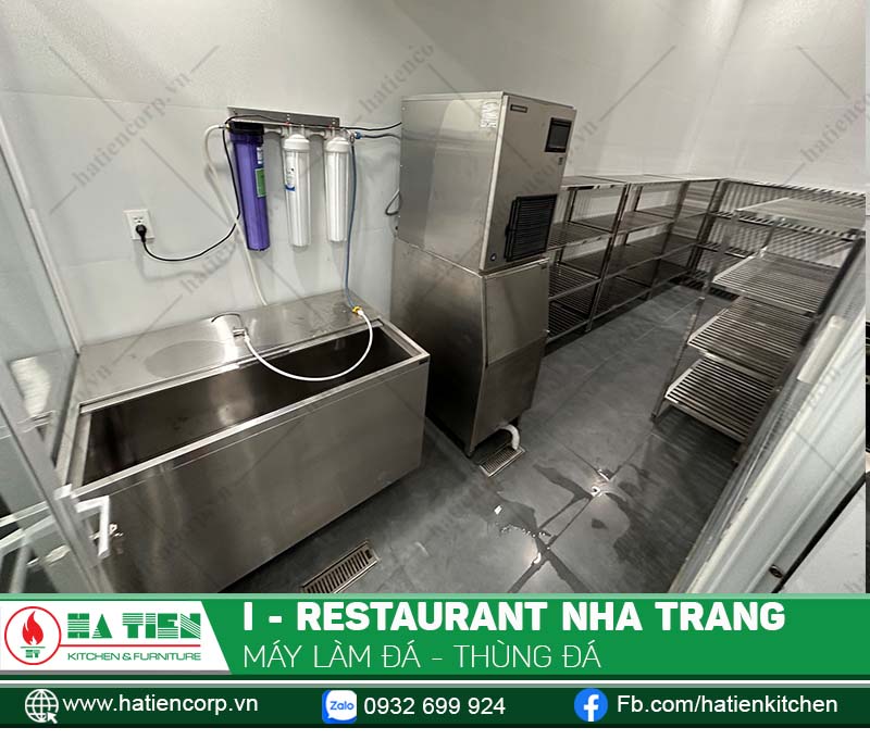 Máy làm đá, thùng đựng đá bằng inox