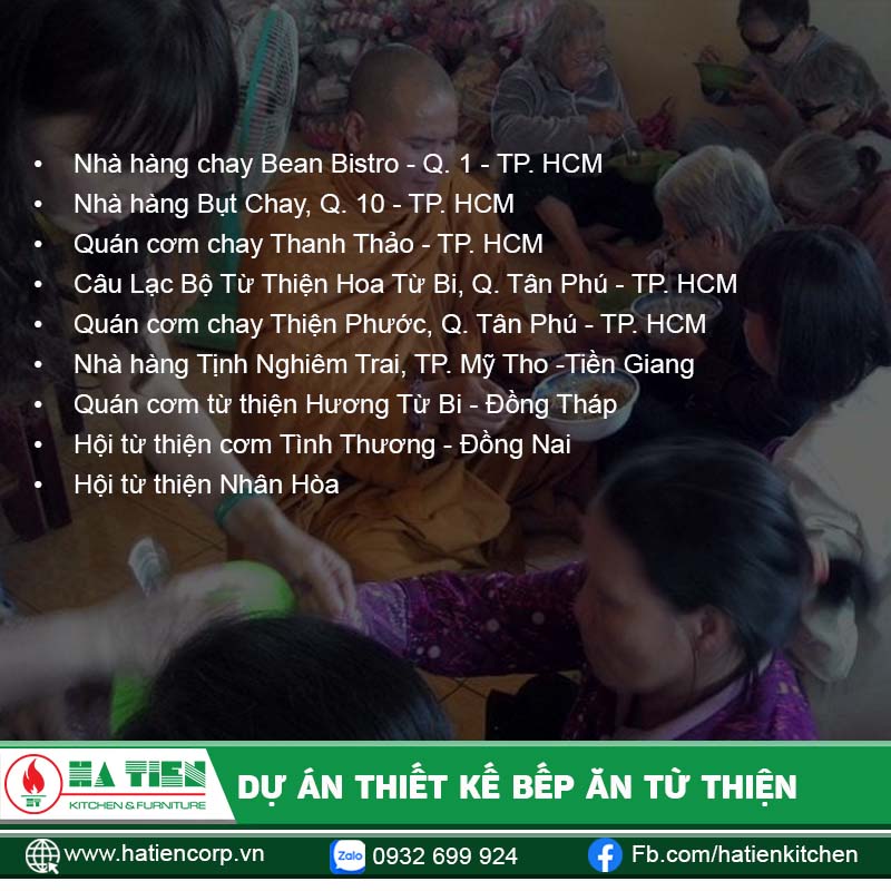 Một số dự án bếp ăn từ thiện - bếp ăn cho chùa tiêu biểu của Hatiencorp