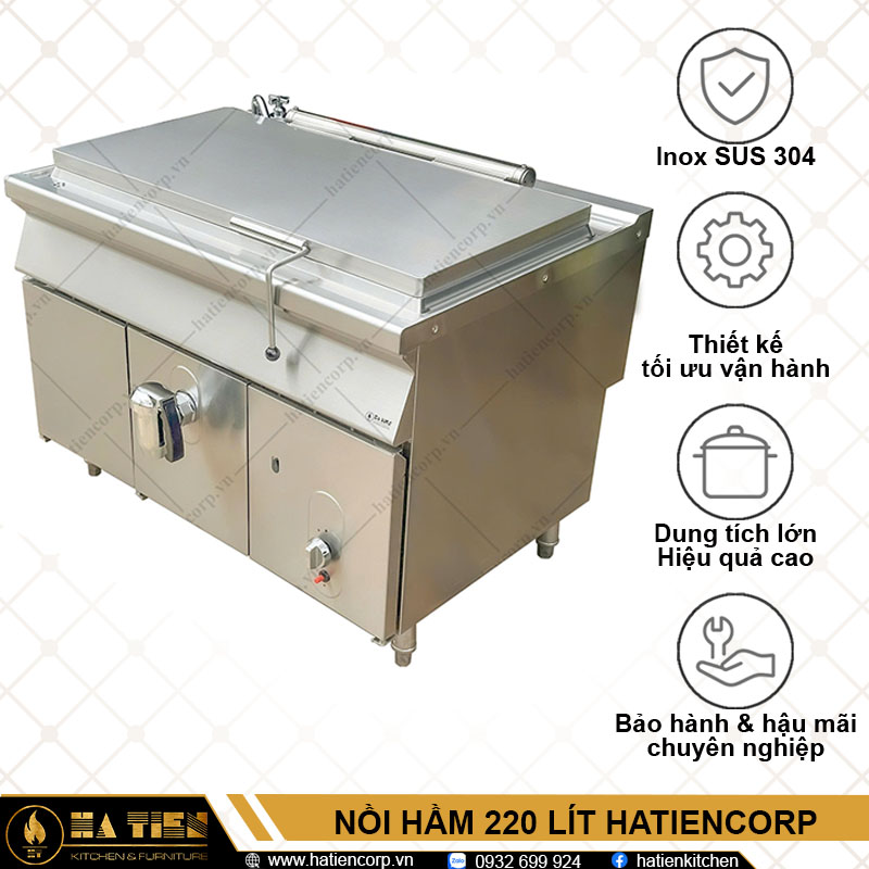 Nồi hầm inox SUS 304 Công Nghiệp Kích Thước 1200×850×850 mm – Hatiencorp