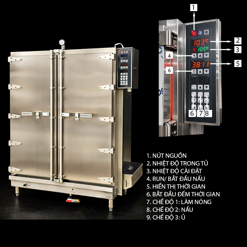 Hướng dẫn sử dụng Tủ hấp cơm công nghiệp áp suất cao 140kg – Model HT-RC140PE