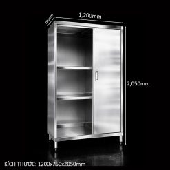 Tủ inox cửa lùa 1200x750x2050mm