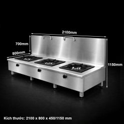 Chiều cao mặt bếp: 450 mm – chiều cao tổng có thành: 1150 mm