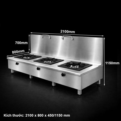 Chiều cao mặt bếp: 450 mm – chiều cao tổng có thành: 1150 mm