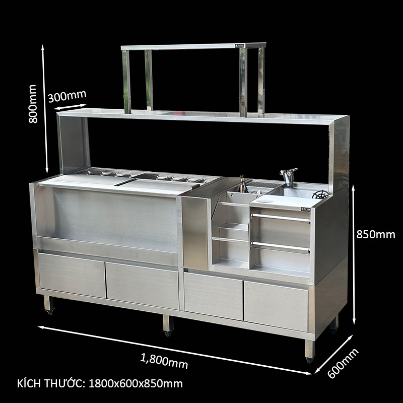 Thông số kỹ thuật quầy pha chế inox 304