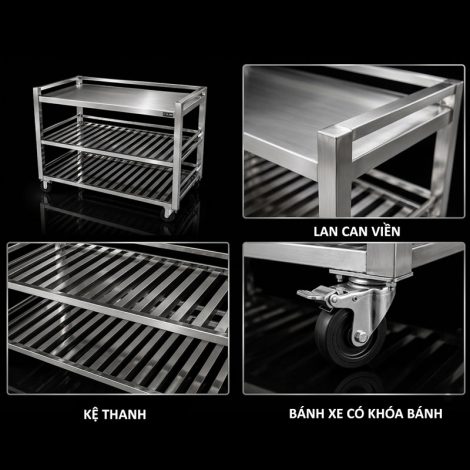 Cấu tạo Bàn inox có 2 kệ dưới Hà Tiên