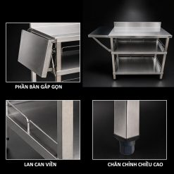 Cấu tạo nổi bật của bàn inox gấp gọn