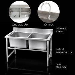 Thiết kế lòng chậu sâu, có ngăn xung quanh, ngăn nước bắn ra ngoài