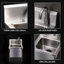 Chậu rửa inox treo tường, nhỏ gọn, tiện dụng